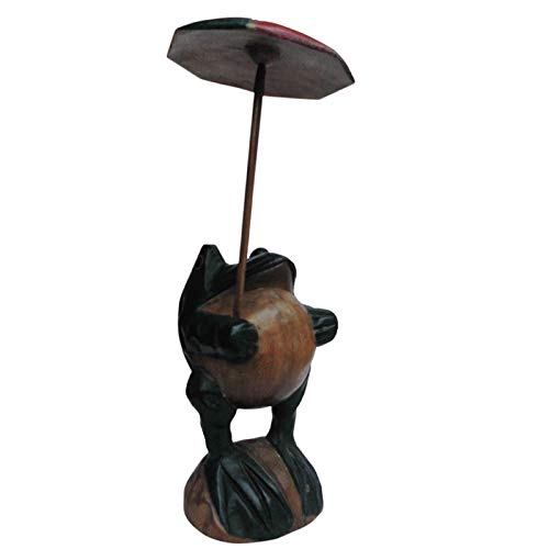 Amazon.co.jp: アジアン雑貨 傘持ちカエルの木彫り KEU-9 [並行輸入品